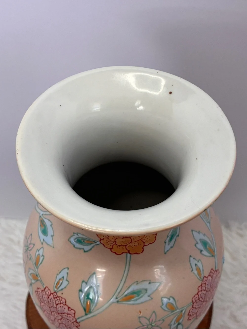 Vintage Hand Painted Floral Porcelain Vase Chinoiserie Cottagecore Decor 12